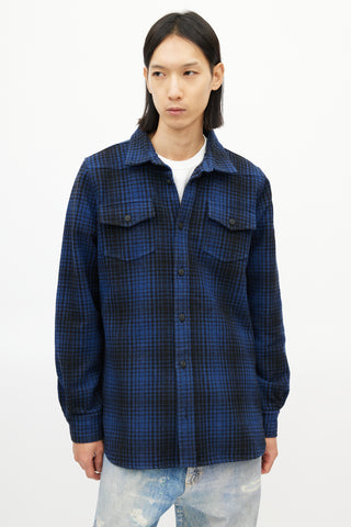 Off-White Blue 
Black Wool Logo Shirt Jacket