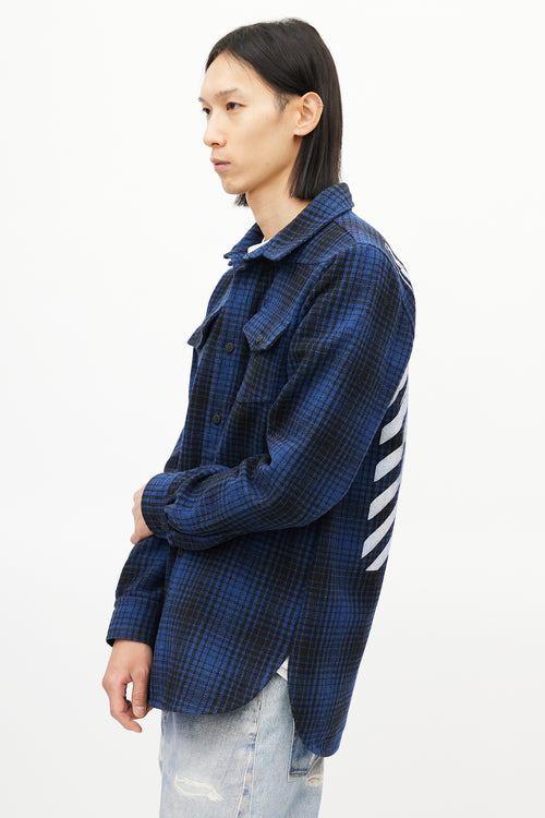 Off-White Blue 
Black Wool Logo Shirt Jacket