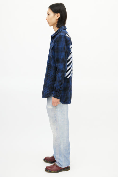 Off-White Blue 
Black Wool Logo Shirt Jacket