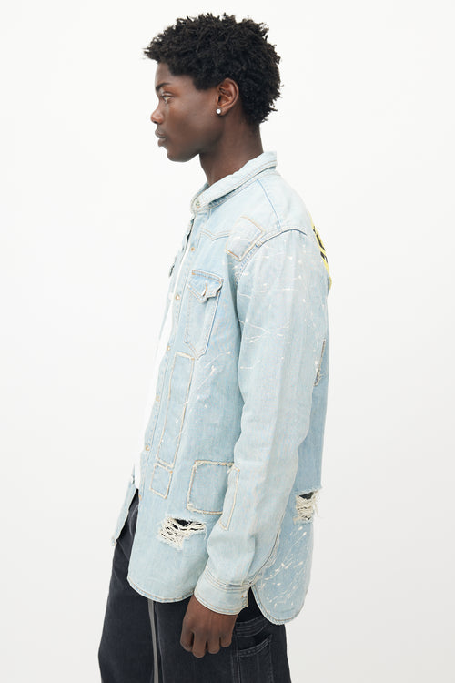 Off-White Blue Denim Distressed Western Jacket