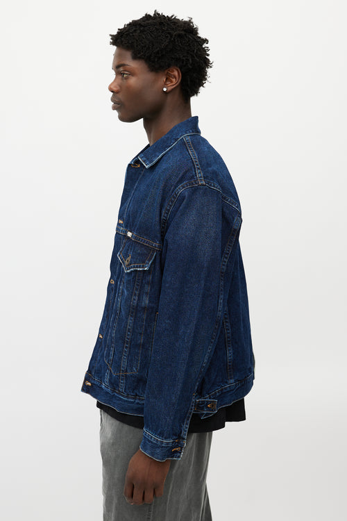 Off-White Blue 
Green Denim Logo Jacket