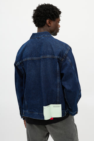 Off-White Blue 
Green Denim Logo Jacket