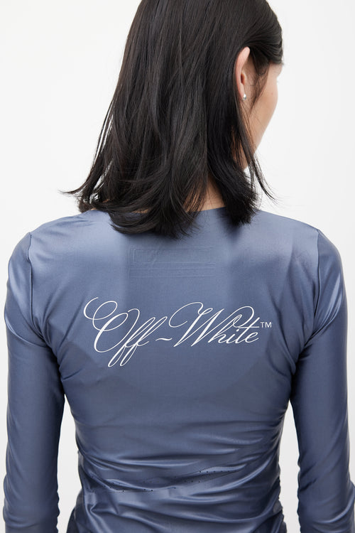 Off-White Blue 
White Asymmetrical Logo Top