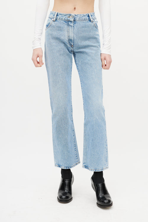 Off-White Blue 
White Distressed Slim Denim Jeans