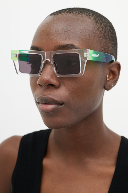 Off-White Clear 
Multicolour OERI017 Rectangular Sunglasses