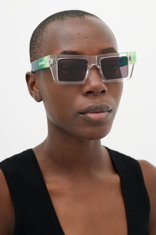 Off-White Clear 
Multicolour OERI017 Rectangular Sunglasses