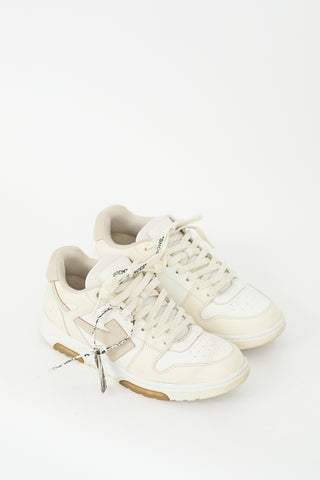 Off-White White 
Beige Leather Out Of Office Sneaker