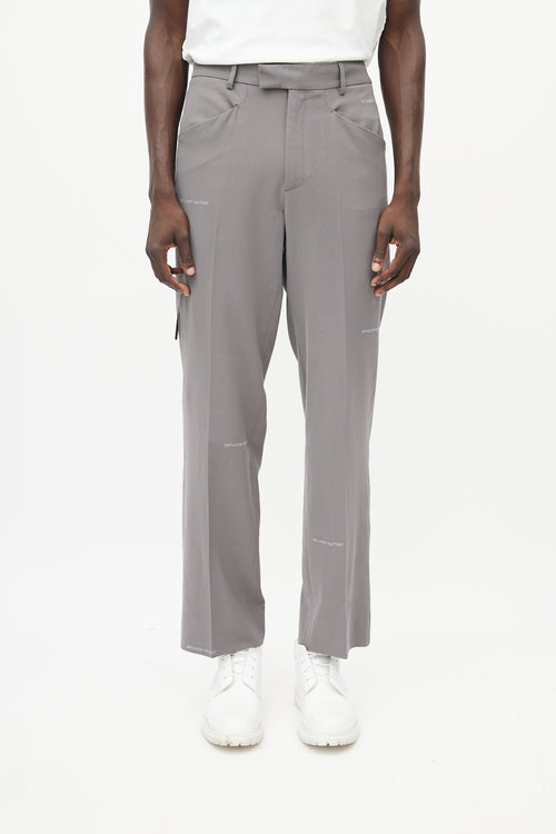 Off-White Grey Pleated Logo Trouser