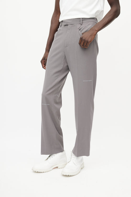 Off-White Grey Pleated Logo Trouser