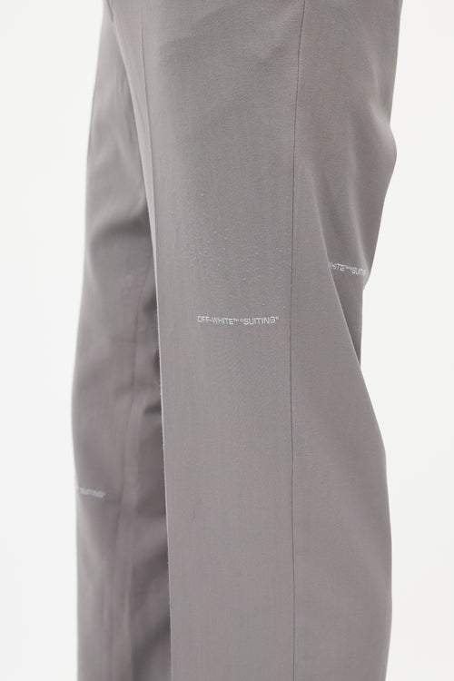 Off-White Grey Pleated Logo Trouser