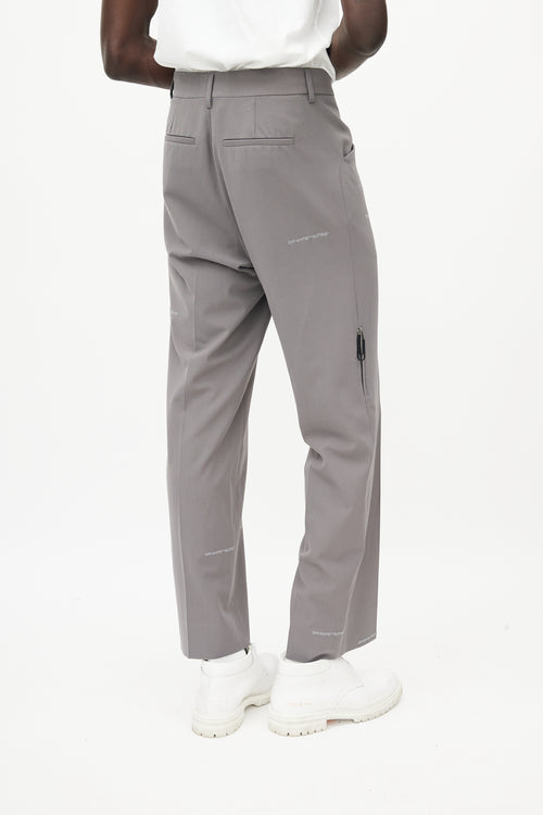 Off-White Grey Pleated Logo Trouser