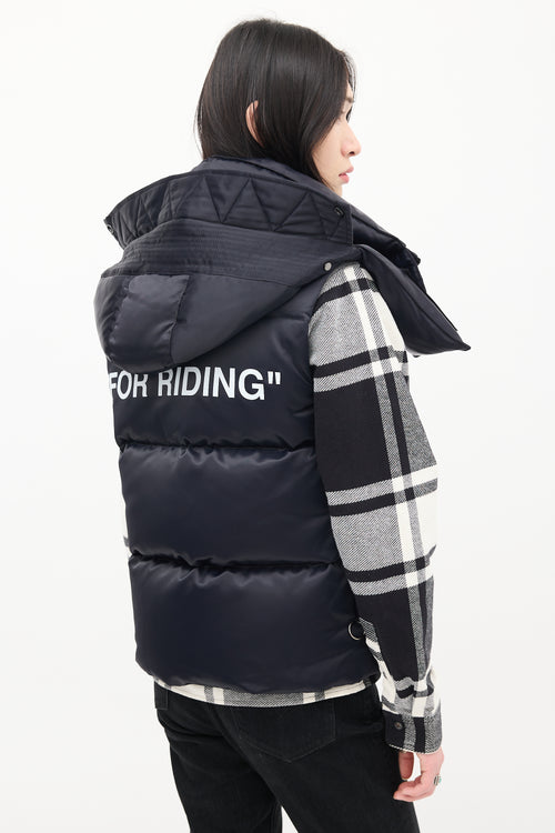 Off-White Navy Nylon Detachable Hood Down Puffer Vest