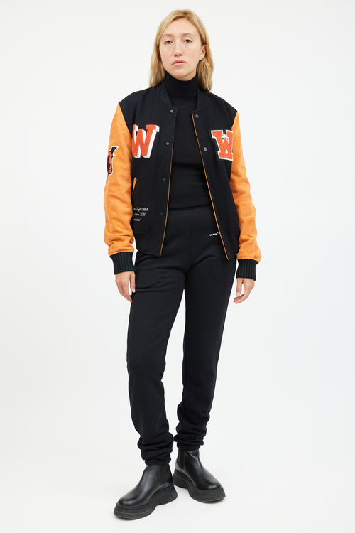 Off-White Orange 
Black Patched Collegiate Jacket