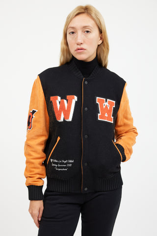 Off-White Orange 
Black Patched Collegiate Jacket