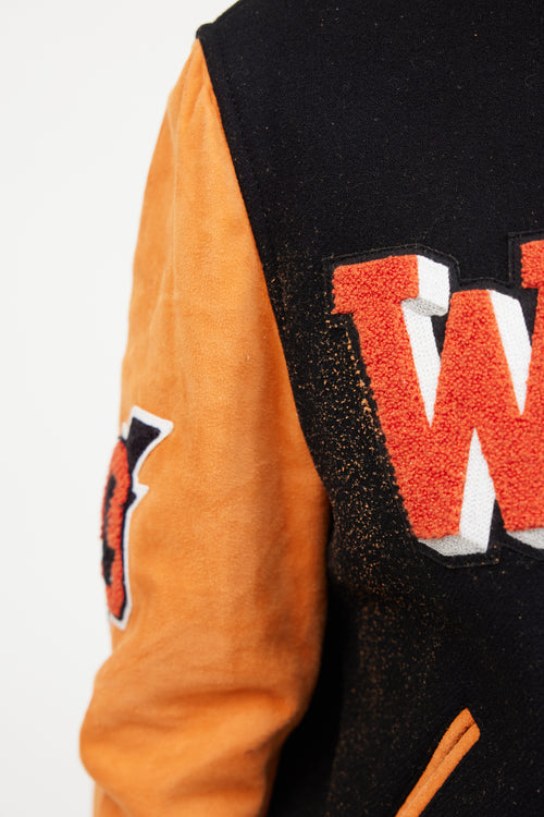 Off-White Orange 
Black Patched Collegiate Jacket