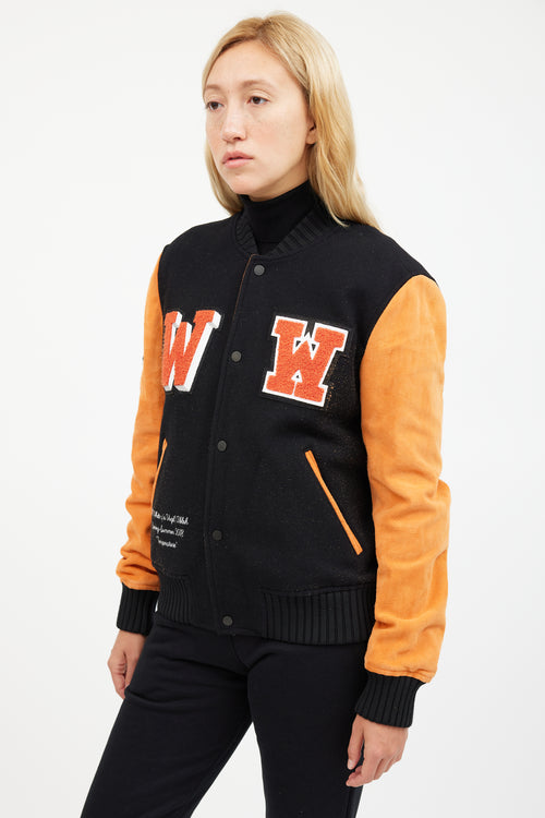 Off-White Orange 
Black Patched Collegiate Jacket