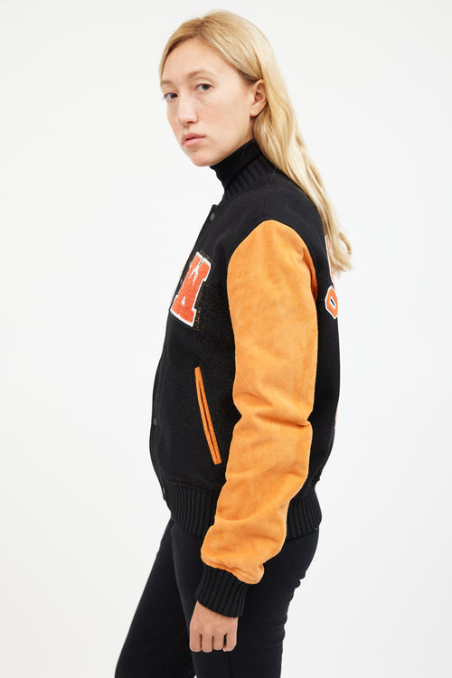 Off-White Orange 
Black Patched Collegiate Jacket