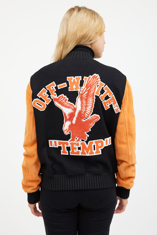 Off-White Orange 
Black Patched Collegiate Jacket