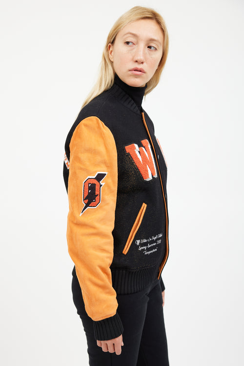 Off-White Orange 
Black Patched Collegiate Jacket