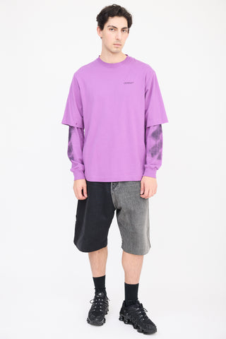 Off-White Purple 
Black Layered T-Shirt