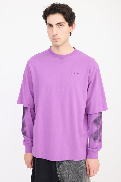 Off-White Purple 
Black Layered T-Shirt