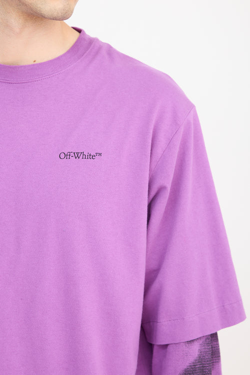 Off-White Purple 
Black Layered T-Shirt