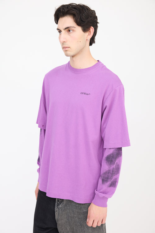 Off-White Purple 
Black Layered T-Shirt