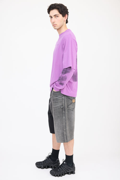 Off-White Purple 
Black Layered T-Shirt