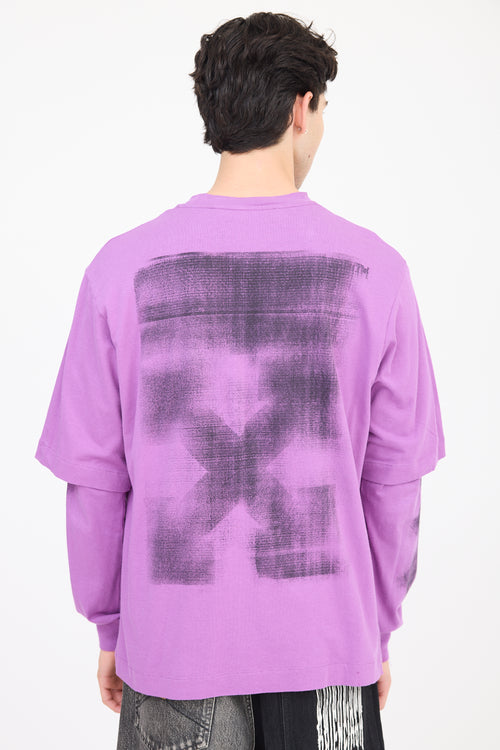 Off-White Purple 
Black Layered T-Shirt