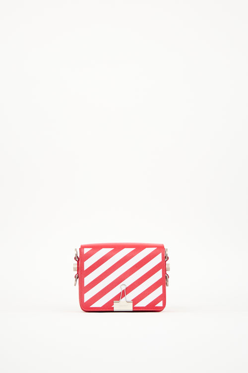 Off-White Red 
Multi Saffiano Leather Logo Flap Bag