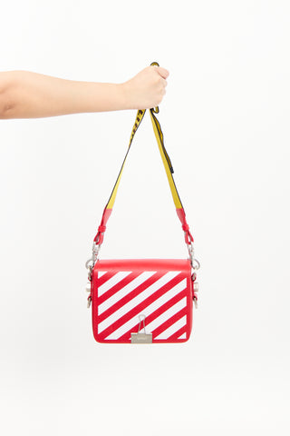 Off-White Red 
Multi Saffiano Leather Logo Flap Bag