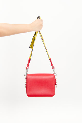 Off-White Red 
Multi Saffiano Leather Logo Flap Bag