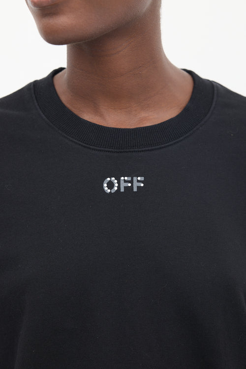 Off-White SS 2019 Black Rhinestone Logo Sweatshirt