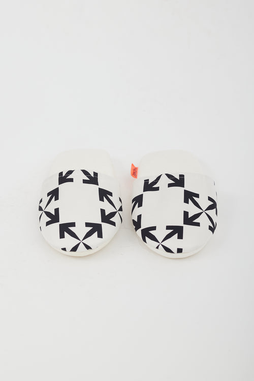 Off-White White Cotton Patterned Slippers