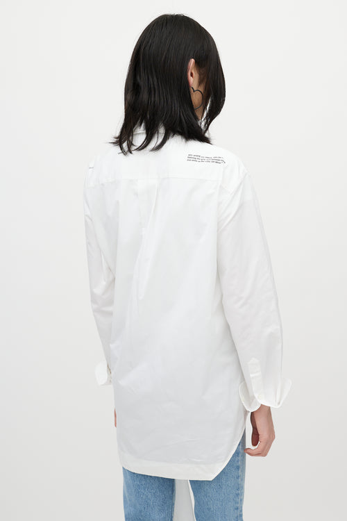 Off-White White 
Black Asymmetrical Wrap Shirt