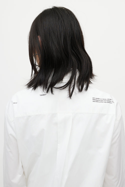 Off-White White 
Black Asymmetrical Wrap Shirt