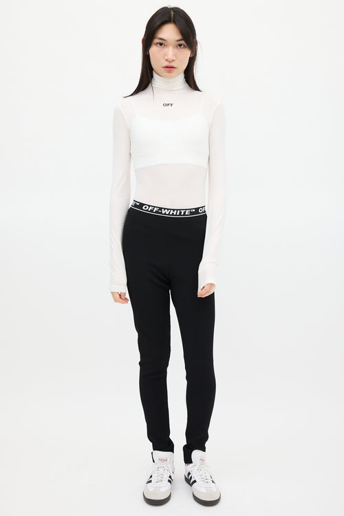 Off-White White 
Black Turtleneck Top