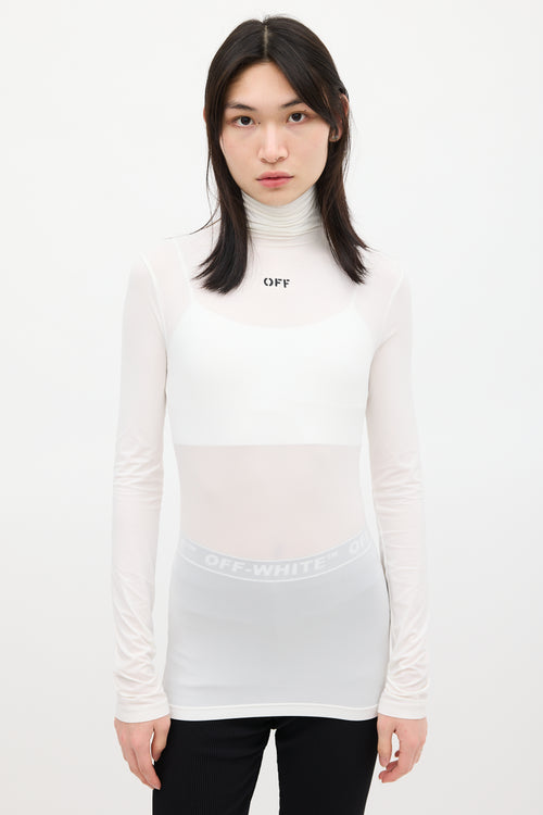 Off-White White 
Black Turtleneck Top