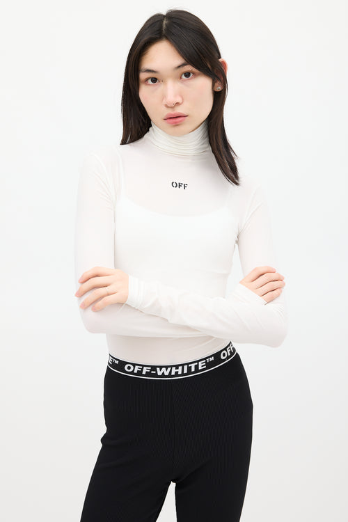 Off-White White 
Black Turtleneck Top