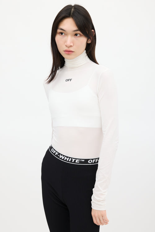 Off-White White 
Black Turtleneck Top