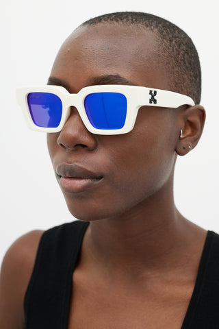 Off-White White 
Blue OERI022 Rectangular Sunglasses