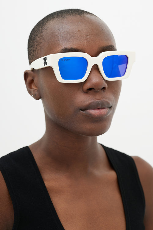 Off-White White 
Blue OERI022 Rectangular Sunglasses