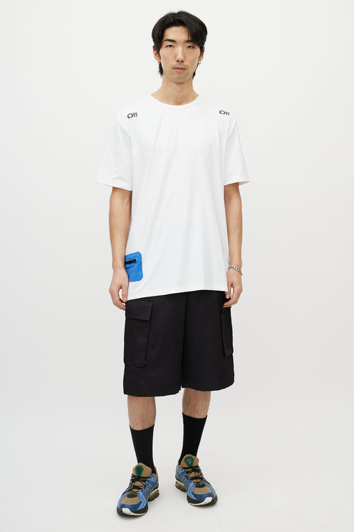 Off-White White 
Blue Reflective Logo T-Shirt