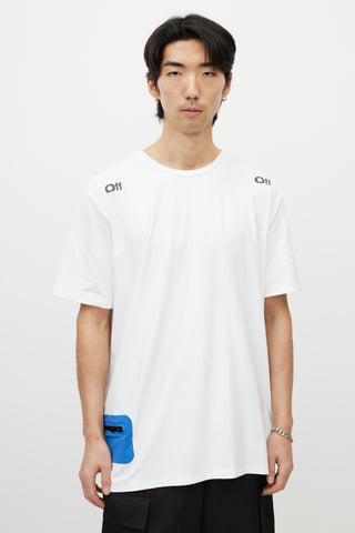 Off-White White 
Blue Reflective Logo T-Shirt