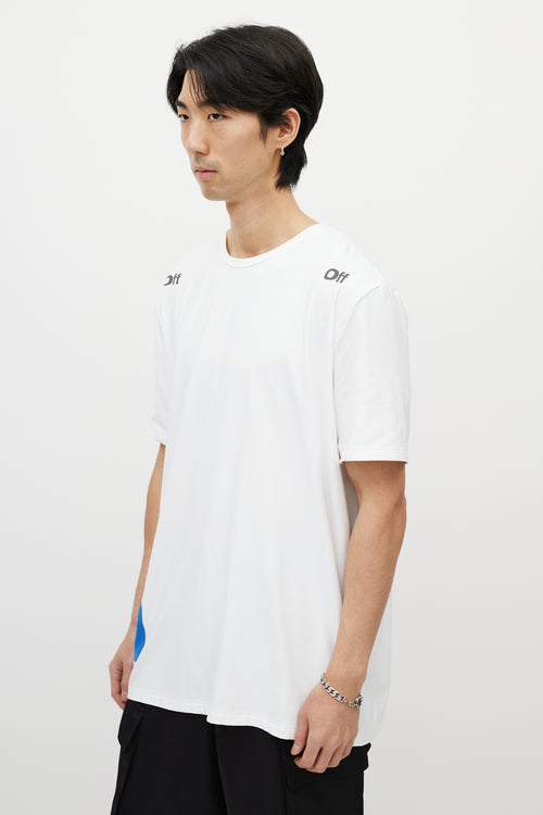 Off-White White 
Blue Reflective Logo T-Shirt