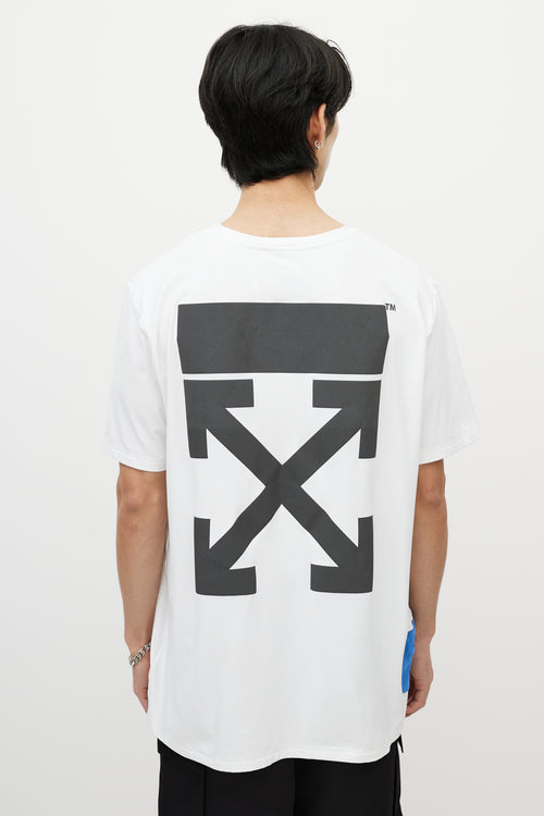 Off-White White 
Blue Reflective Logo T-Shirt