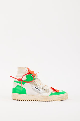 Off-White White 
Multicolour Canvas 
Leather Off-Court 3.0 High Sneaker