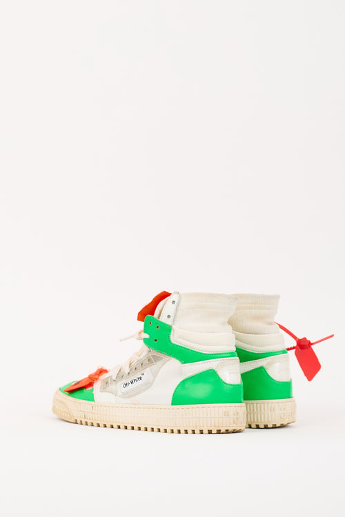 Off-White White 
Multicolour Canvas 
Leather Off-Court 3.0 High Sneaker