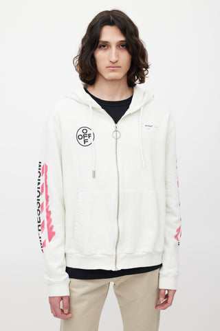 Off-White White 
Multicolour Impressionism Logo Hoodie