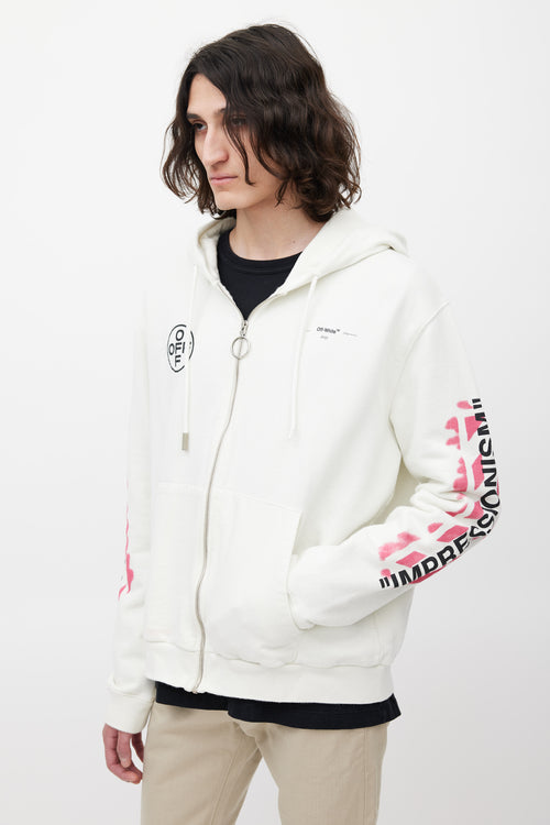 Off-White White 
Multicolour Impressionism Logo Hoodie